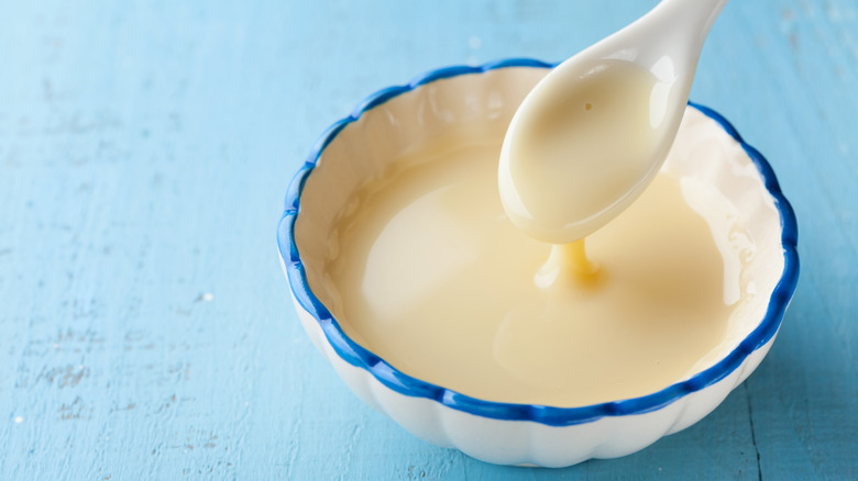 small bowl of evaporated milk