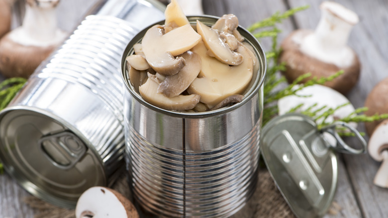 open can of mushrooms