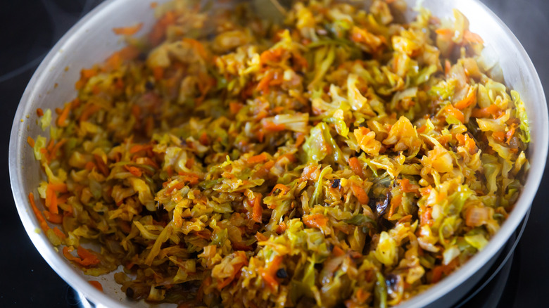 Braised white cabbage.