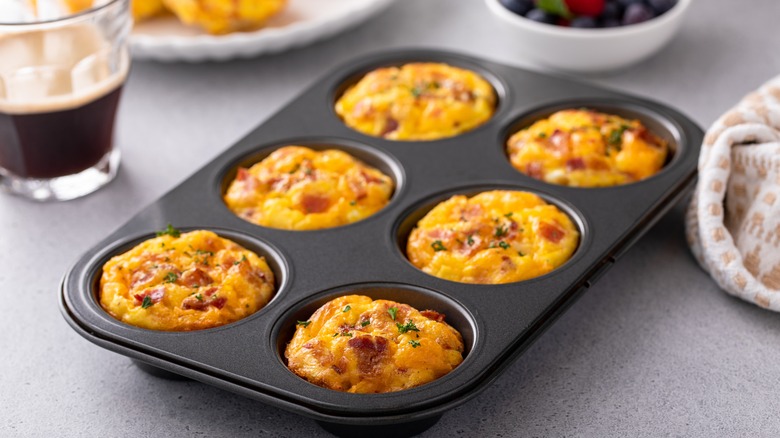 muffin tin with egg dish