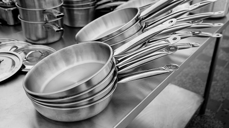 Stainless steel cookware.