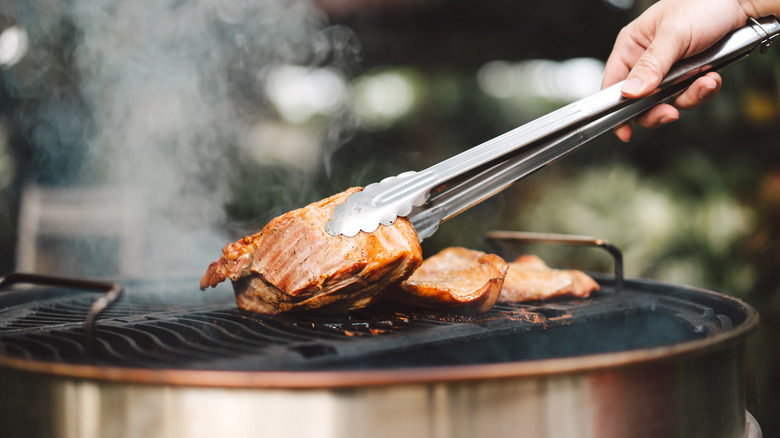 Smoked pork on the grill
