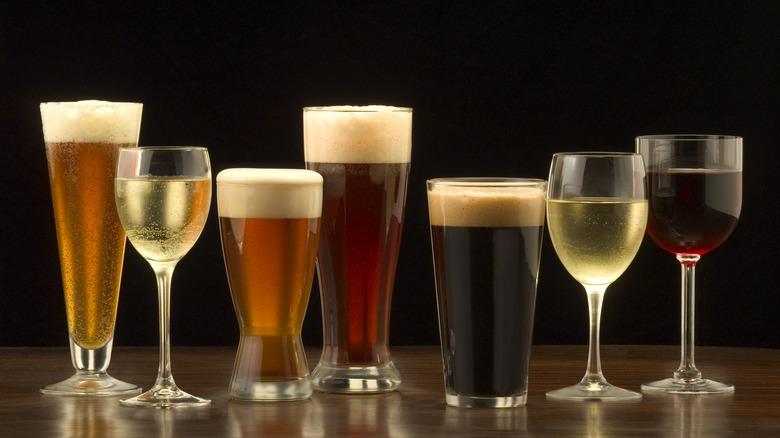 glasses of wine and beer