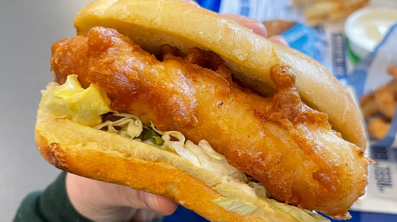 Close-up of a North Atlantic Cod Sandwich from Culver's