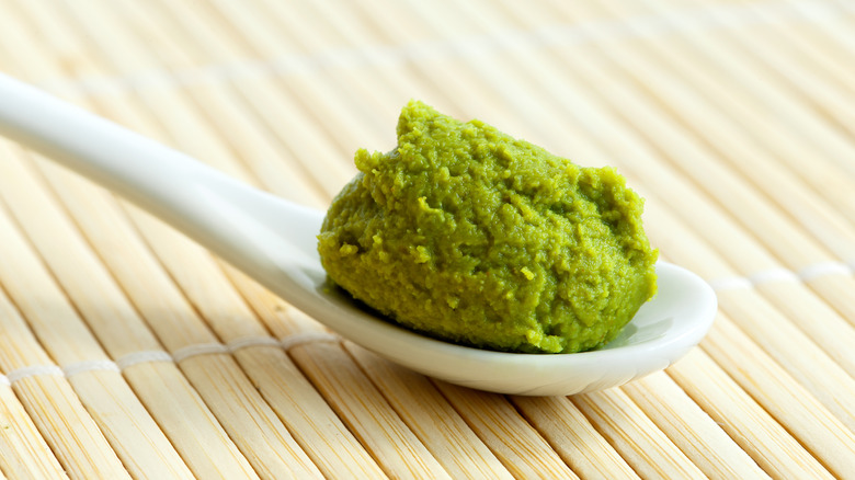 Mound of wasabi on spoon