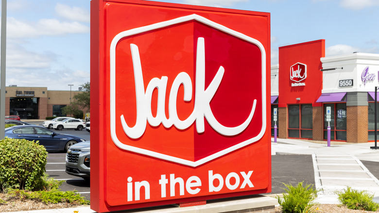 Jack in the Box sign next to a Jack in the Box restaurant