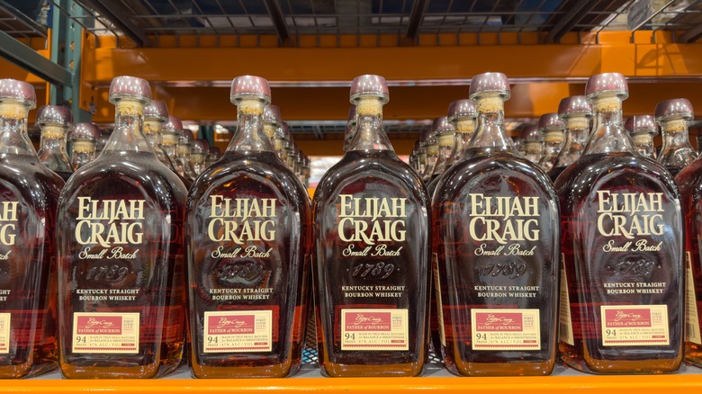 Elijah Craig Small Batch Bourbon bottles on display
