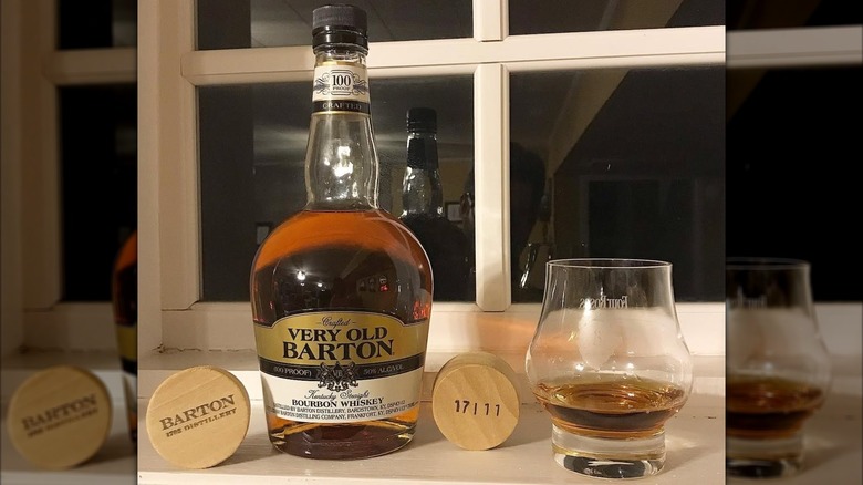 Bottle and glass of Very Old Barton
