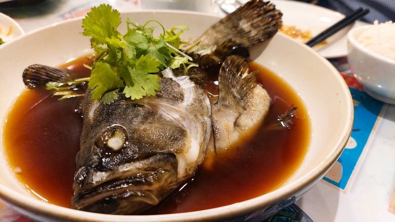 Chinese style steamed grouper