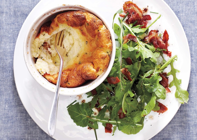 Cheese Soufflé With Bacon Arugula Salad Recipe