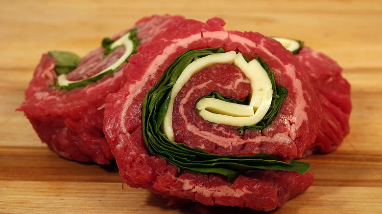 Two steak pinwheels.