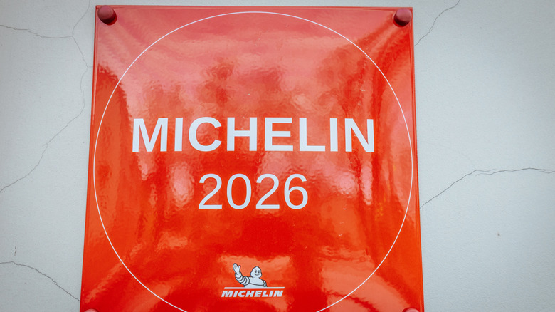 Michelin star plaque displayed in a restaurant.