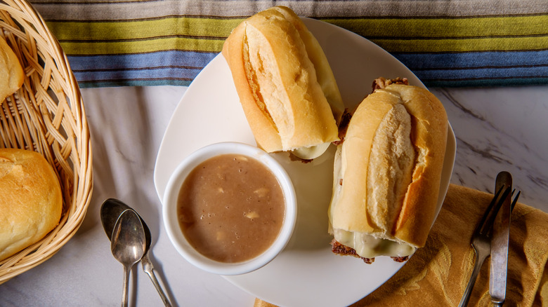 Italian beef sandwich with gravy