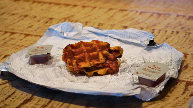 Chick-fil-A Grilled Chicken & Waffle Breakfast Sandwich.