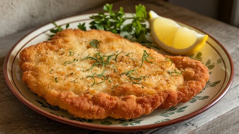 Schnitzel with herbs and lemon