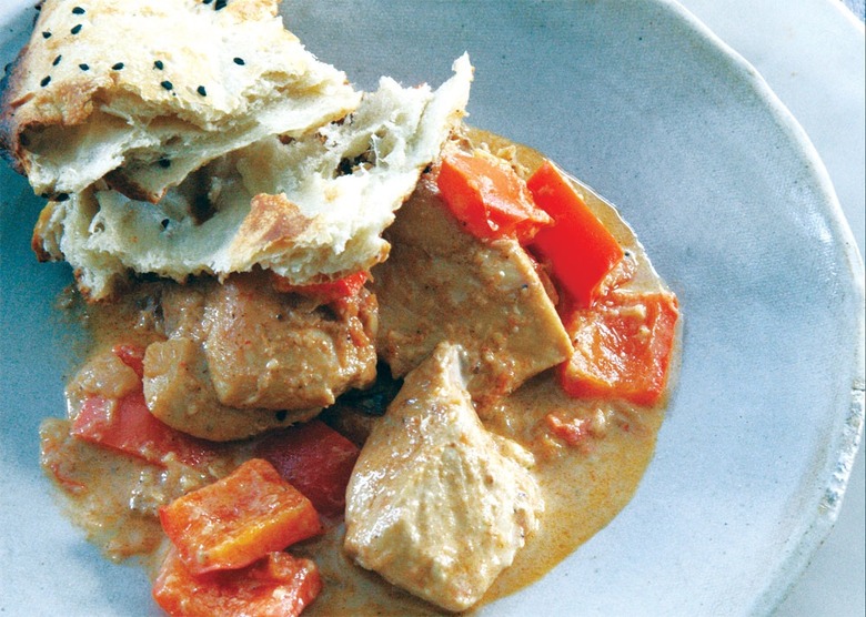 Creamy spiced chicken with sour cream and red peppers is a great way to start learning simple Indian recipes.