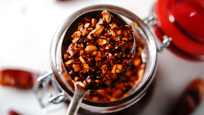 chili oil in jar