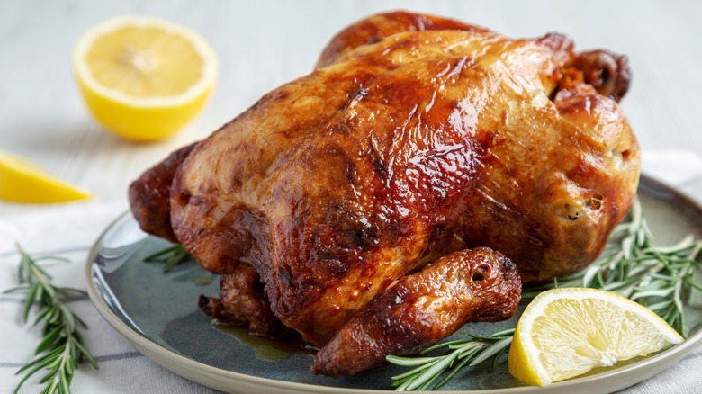 Rotisserie chicken with lemon