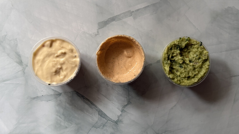 Chipotle's Guacamole, Adobo Ranch, and Queso Blanco