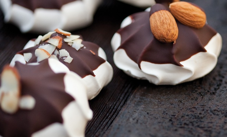 Chocolate-Dipped Almond Meringues Recipe