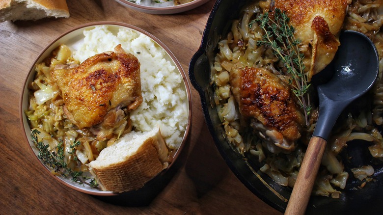 plated braised chicken