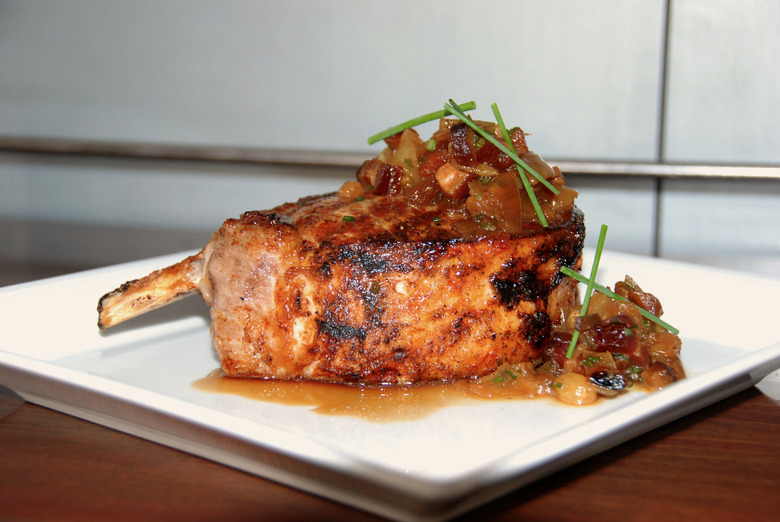 Cider-Brined Pork Chops with Maple-Bacon Chutney Recipe - Food Republic