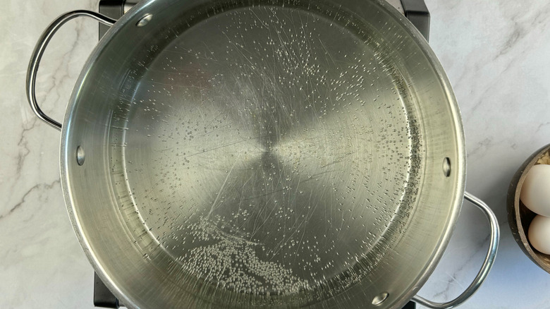 water heating in pot