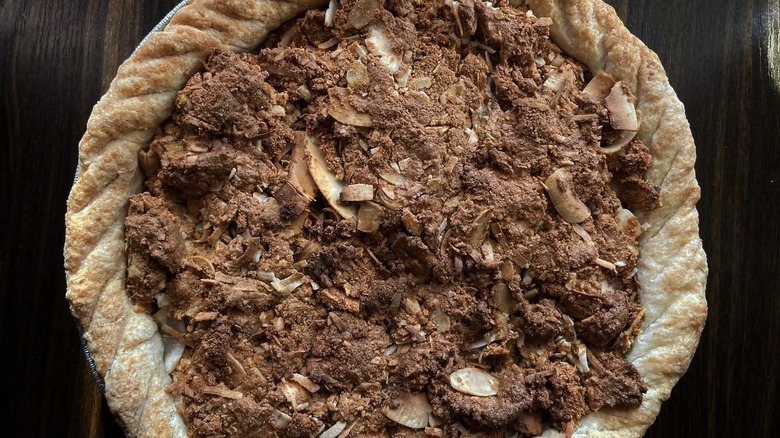sawdust pie on a white plate