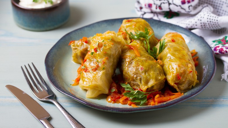 cabbage rolls on a plate