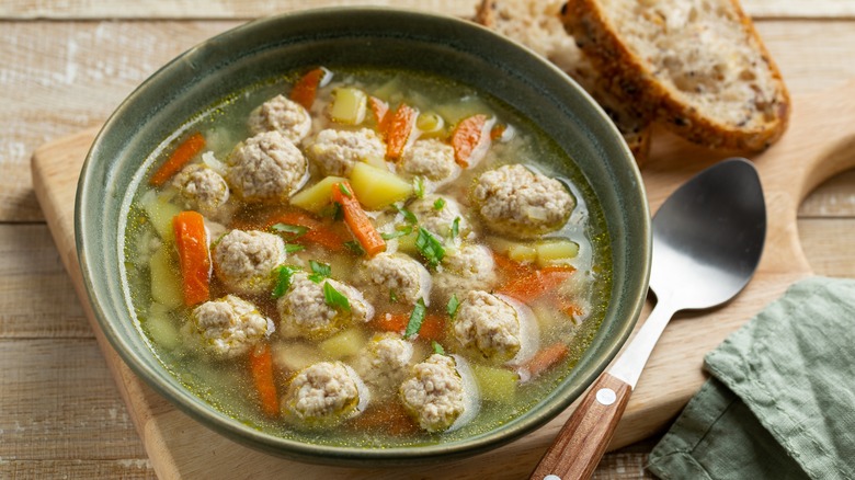 meatball soup in a bowl