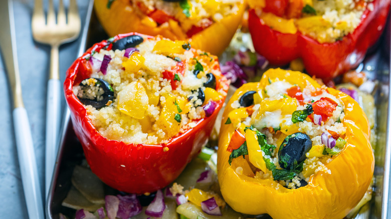 bell peppers stuffed with rice and veggies