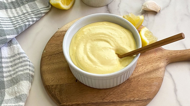 homemade aioli in bowl