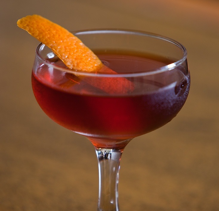 The Negroni cocktail, served in a coupe