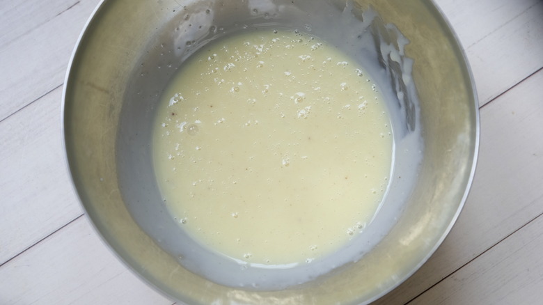 white chocolate ganache in bowl