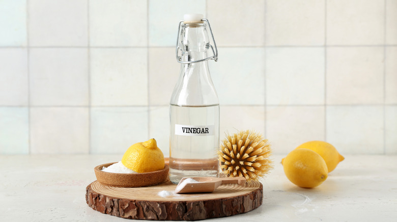 A glass jar of unnamed vinegar.