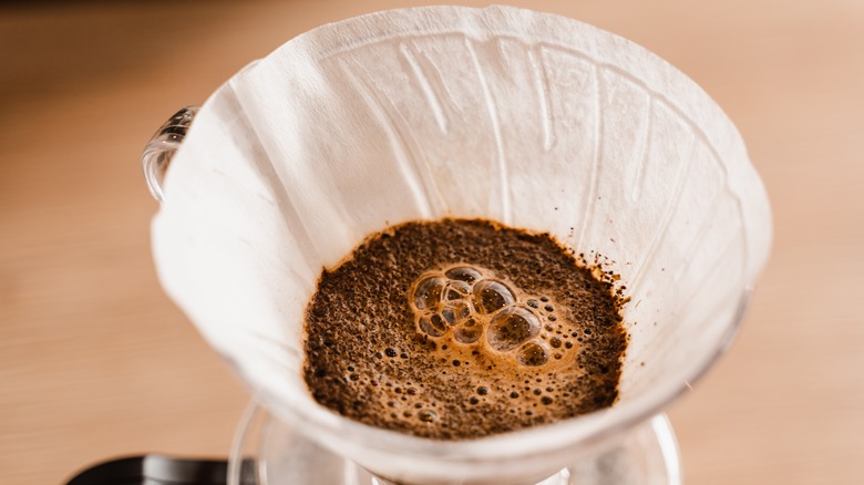 Coffee inside a coffee filter