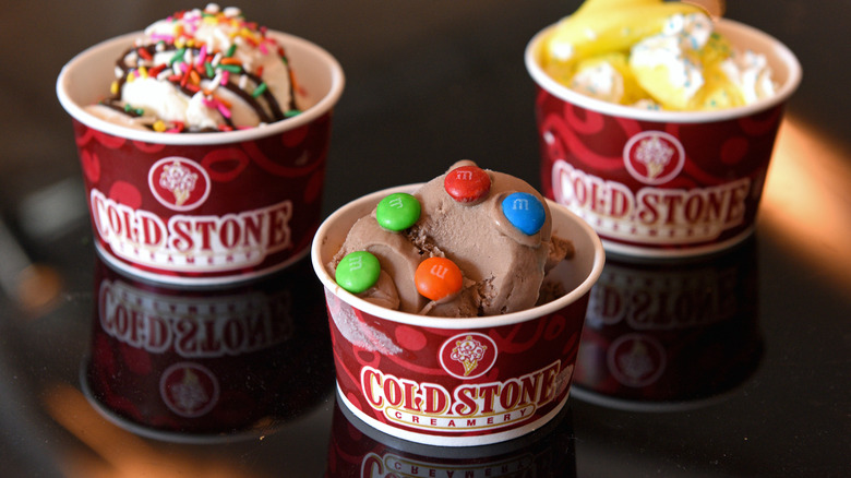Cold Stone Creamery ice cream cups.