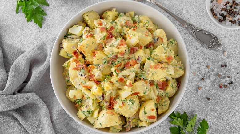 Potato salad with bacon bits