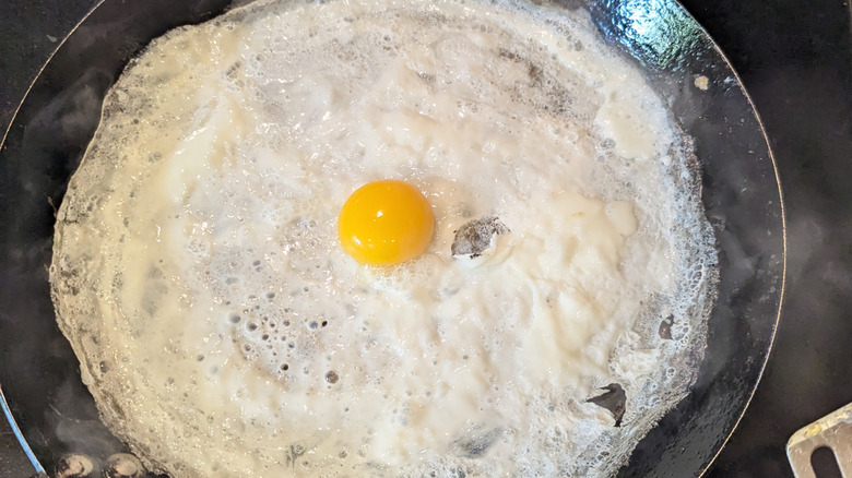 The author's attempt at trying out this simple fried egg technique.