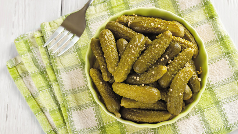 bowl of cornichons
