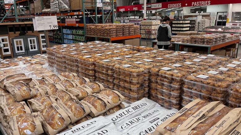 Breads sits on displays at a Costco.