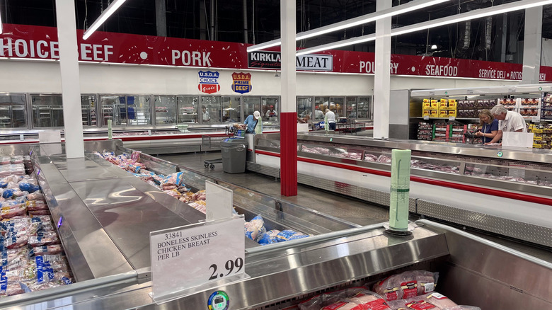 View of meat department inside Costco