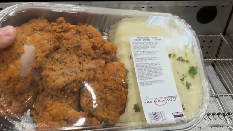Costco fried chicken and mashed potatoes meal in package