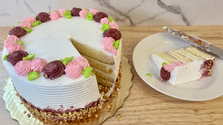 Slice of Publix cake taken out