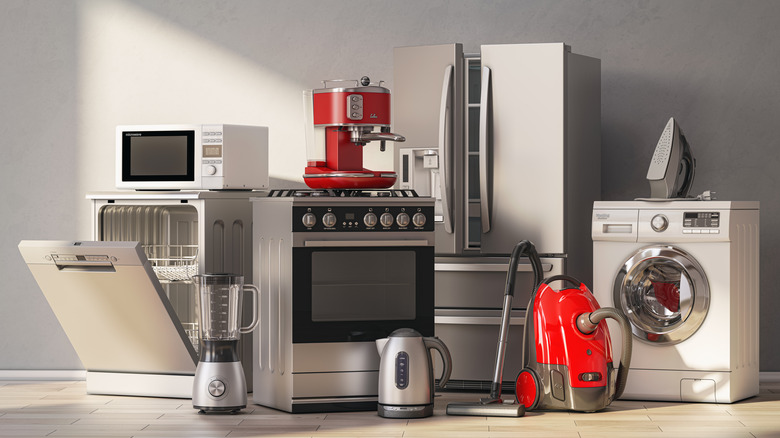 Home and kitchen appliances in showroom