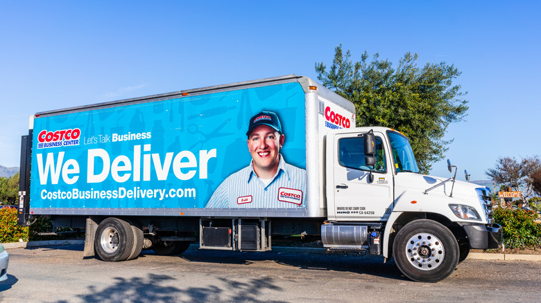 Large Costco delivery truck in parking lot
