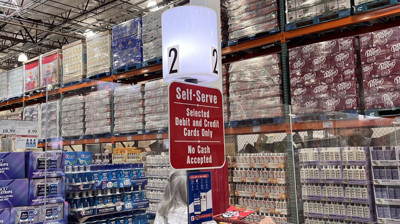 A Costco self-serve checkout.