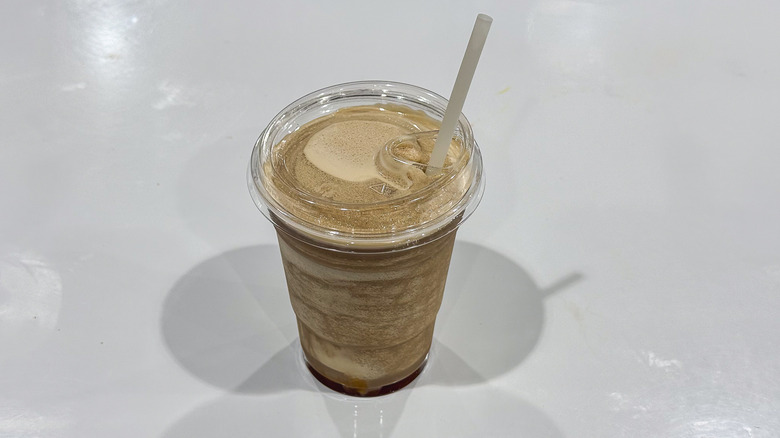 Costco cold brew mocha freeze with a straw