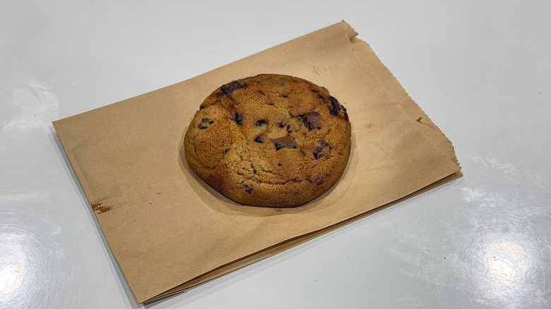 Costco double chocolate chunk cookie on a bag
