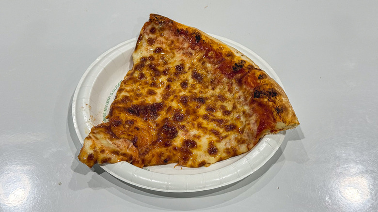 Costco cheese pizza on a plate